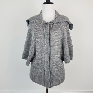 Laurie B Cardigan Sweater Mohair Oversized Collar Heathered Knit Boho Y2K